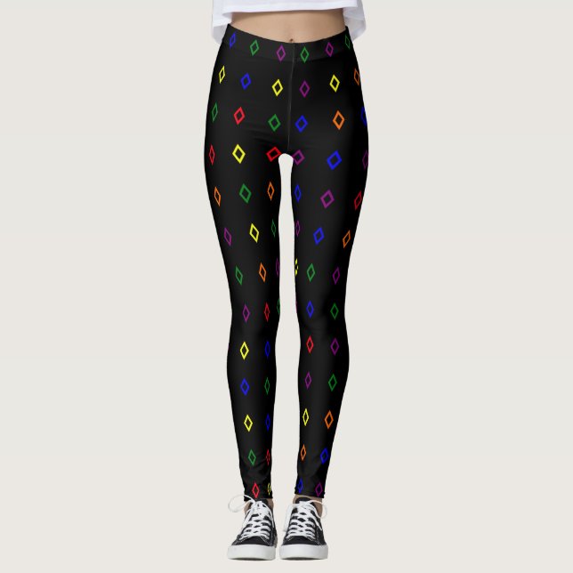 Leggings do Orgulho de Padrões de Forma Diamond (Frente)