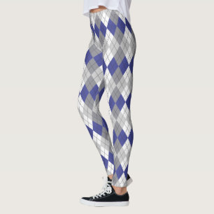 Leggings do padrão Argyle da Cinza Azul