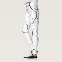 Leggings do padrão branco-preto kintsugi