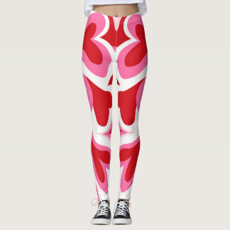 Leggings do padrão cardíaco vermelho e branco