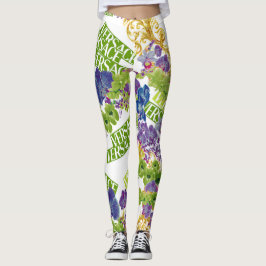 Leggings do padrão de Coleta de Cores Florais Vers