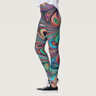 Leggings do padrão do estilo de espiral de tinta 