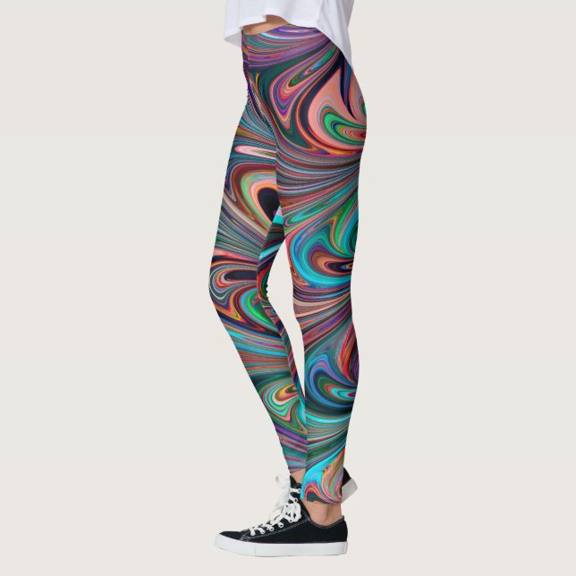 Leggings do padrão do estilo de espiral de tinta l (Esquerda)