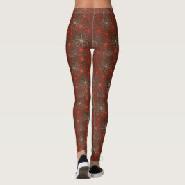 Leggings do Padrão Floral Vermelho