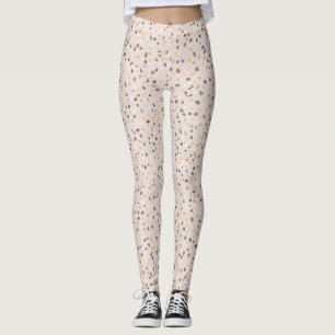 Leggings do padrão moderno Beige Terrazzo