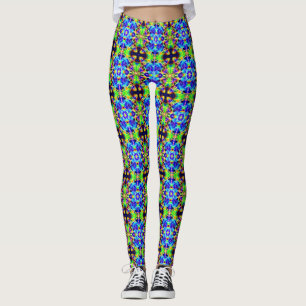 Leggings do Portal de Luz Fractal de Neon Cósmico