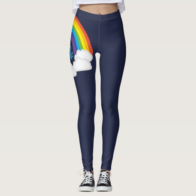 Leggings do Rainbow Pride Deep Blue Parade (Frente)