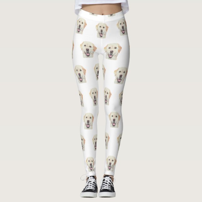 Leggings do Retriever Labrador Amarelo Branco Ador (Frente)