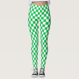 Leggings do Spandex com Verificação Verde e Branco