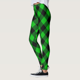 Leggings do Tartan Xadrez Verde Preto