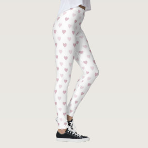 Leggings doces cor-de-rosa feminina Corações Ro