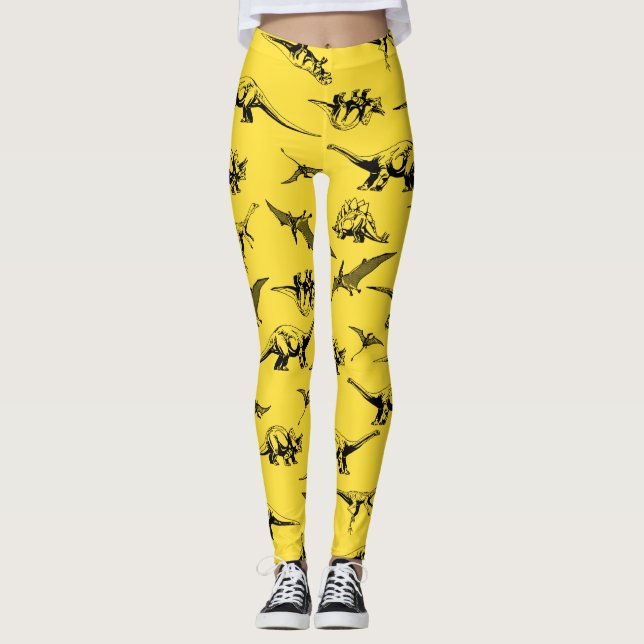 Leggings dos dinossauros amarelos (Frente)