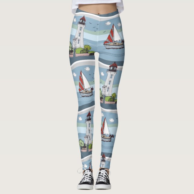 Leggings dos padrões do oceano (Frente)