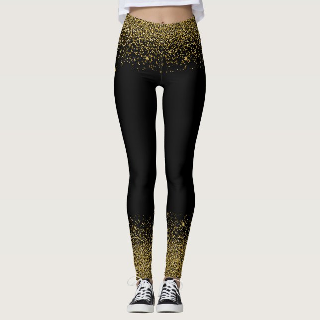 Leggings Douradas de aparência de Confetti (Frente)