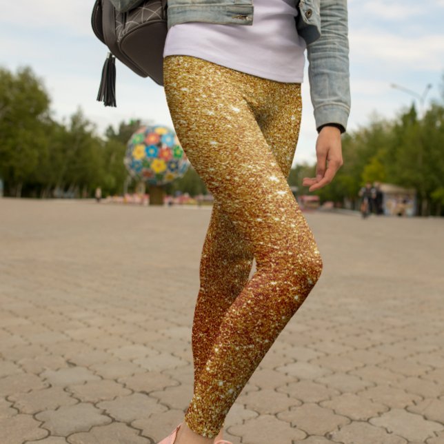 Leggings Douradas de Brilho Moderno (Modern Sparkle Gold Glitter Women’s Leggings)