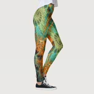Leggings Douradas de Fraturas de Teal Verde ★ Psyd