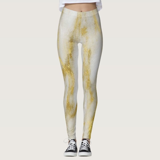 Leggings Douradas de mármore (Frente)