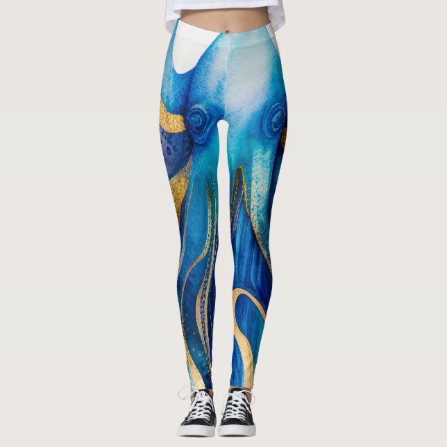 Leggings Douradas de polvos azul-turquesa (Frente)