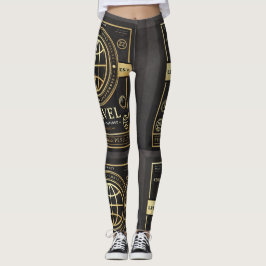 Leggings Douradas e pretas inspiradas em etiquetas