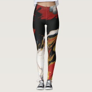 Leggings Douradas e Vermelhas Chic