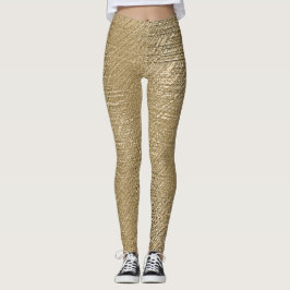 Leggings Douradas texturizadas em forma de faux sh