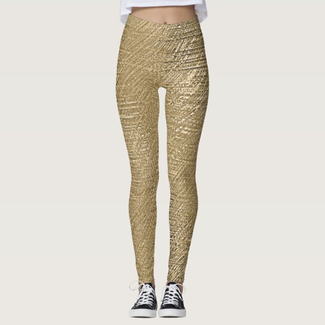 Leggings Douradas texturizadas em forma de faux sh (Frente)