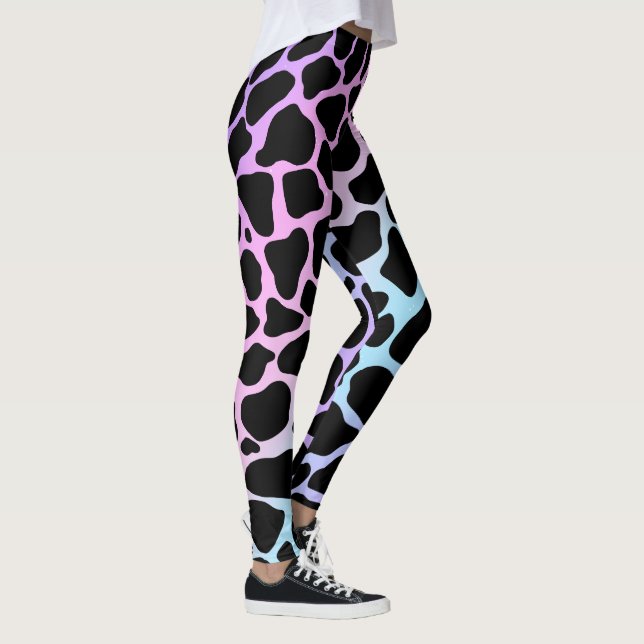 Leggings Elegantes de Impressão de Vaca Multicolor (Direita)