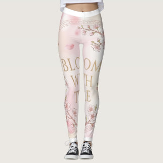 Leggings Elegantes de Ioga com Flor de Cerejeira R