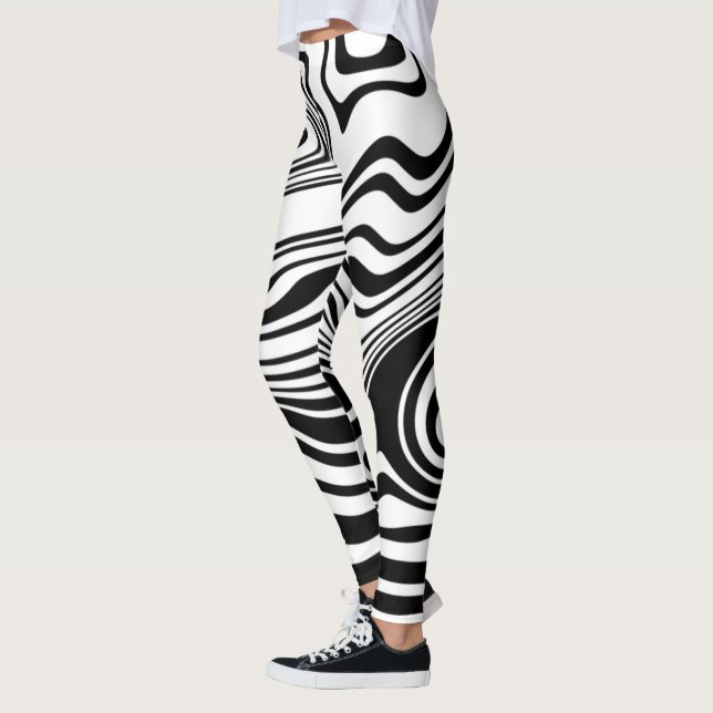 Leggings em forma de onda branca preta ou escolha  (Esquerda)