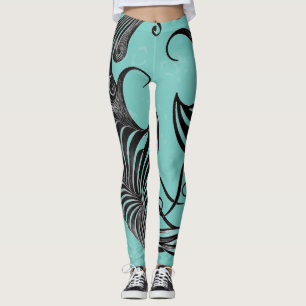 Leggings em forma de orca azul e preta