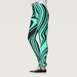 Leggings em forma de preto azul-lacrimogêneo - Esc<br><div class="desc">Abstrato Waves Adorcidas Azul Teal e Leggings de Faixa Preta - ou Escolha / adicione suas cores de fundo favoritas! Design MIGNED</div>