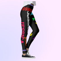 Leggings em negrito de nome repetitivo personaliza