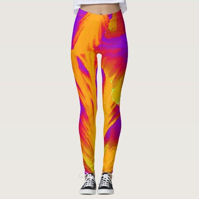 Leggings em negrito Laranja e Púrpura Estilo (Frente)