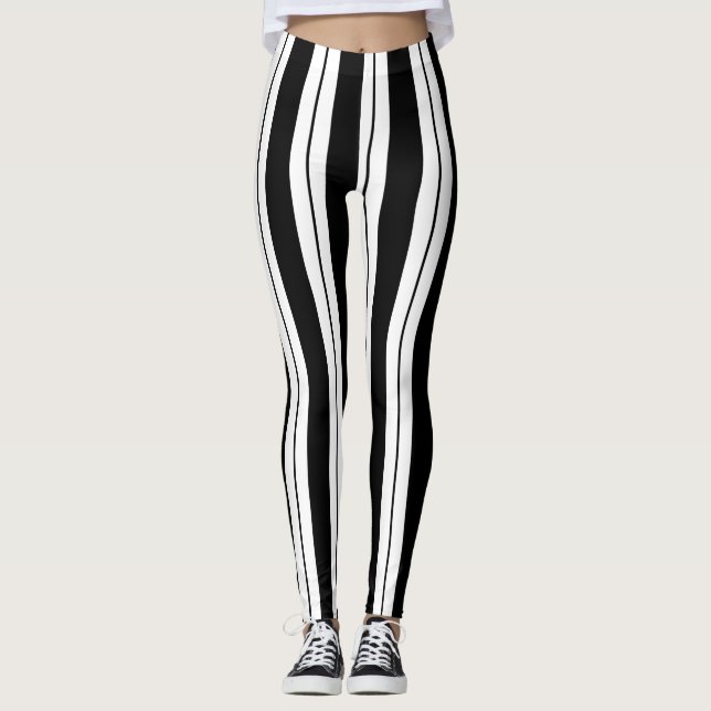Leggings em preto e branco simples (Frente)