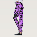 Leggings em preto roxo ou Escolher cor<br><div class="desc">Abstrato Warped Waves Black and Purple Stripe Leggings - ou Choose / add as suas cores de fundo favoritas! Design MIGNED</div>