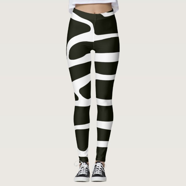 Leggings em Yoga Preto e Branco da abstrato Art (Frente)