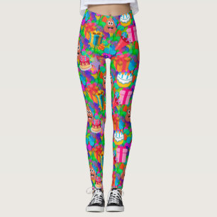 leggings emoji de cocô de aniversário feliz