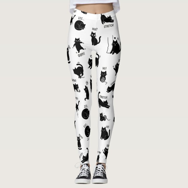 Leggings engraçadas com padrão de desenho animado  (Frente)