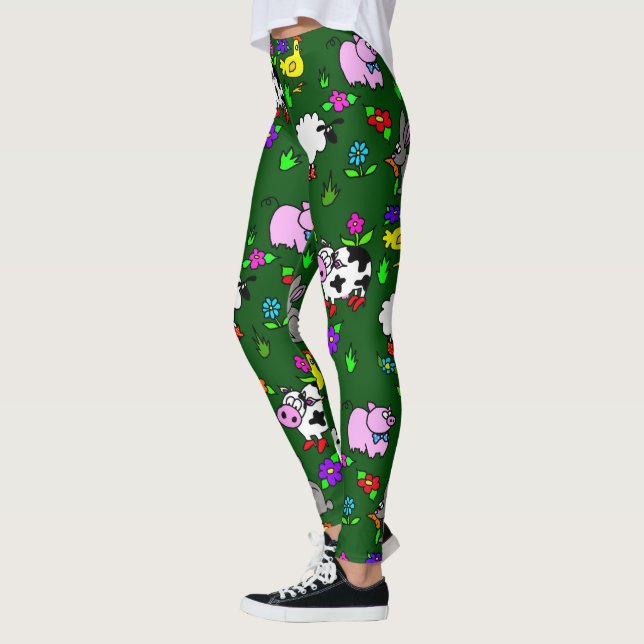 Leggings Engraçadas de Animais da Fazenda (Esquerda)