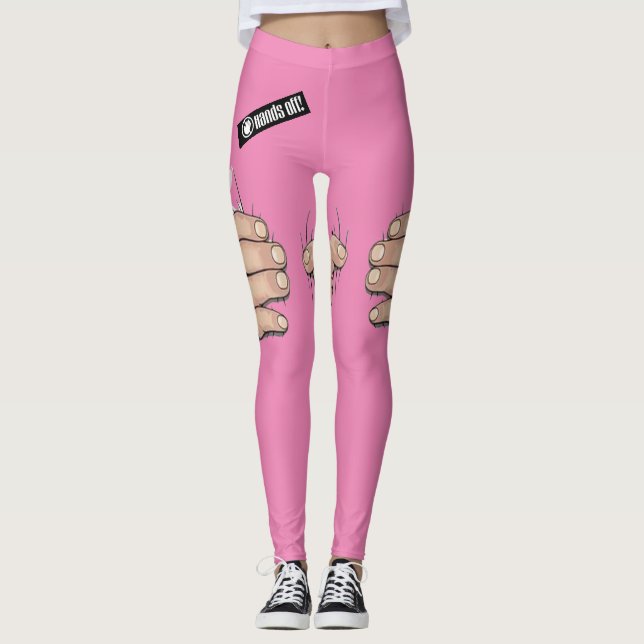 Leggings engraçadas Risque Pink Prude Humor (Frente)