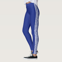 Leggings Esportivas Azuis com Faixa Lateral Branca