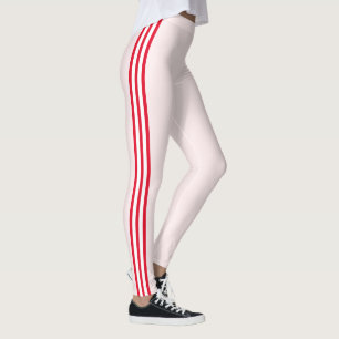 Leggings Esportivas com Faixa Lateral Vermelha ou