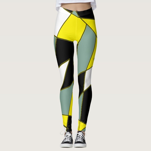 Leggings esportivas de Abstrato de geometria funky (Frente)