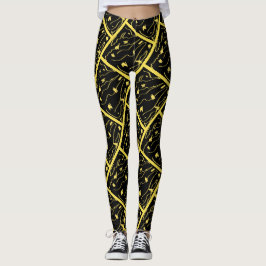 Leggings Estampa Abstrata Universo Amarelo Incríve