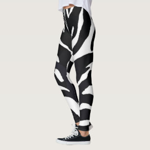Leggings Estampa de Animal Zebra Preto e Branco