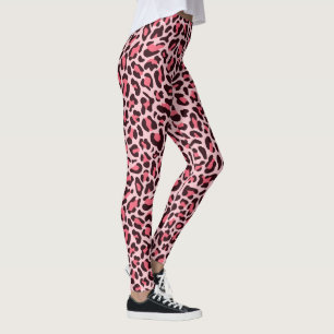 Leggings Estampa de Leopardo Rosa e Preto