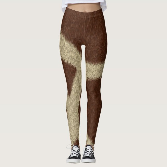 Leggings Estampa de Pelúcia de Girafa (Frente)