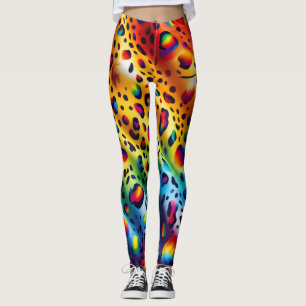 Leggings Estampa Leopardo Arco-Íris Colorido Ous