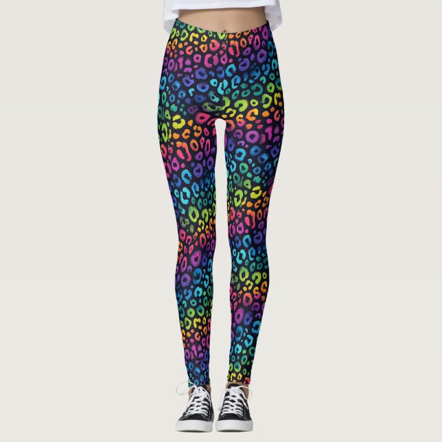 Leggings Estampa Leopardo Arco-íris | Colorido Ous (Frente)