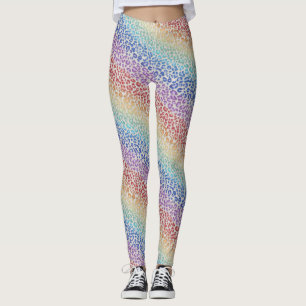 Leggings Estampa Leopardo Arco-íris Colorido Ous